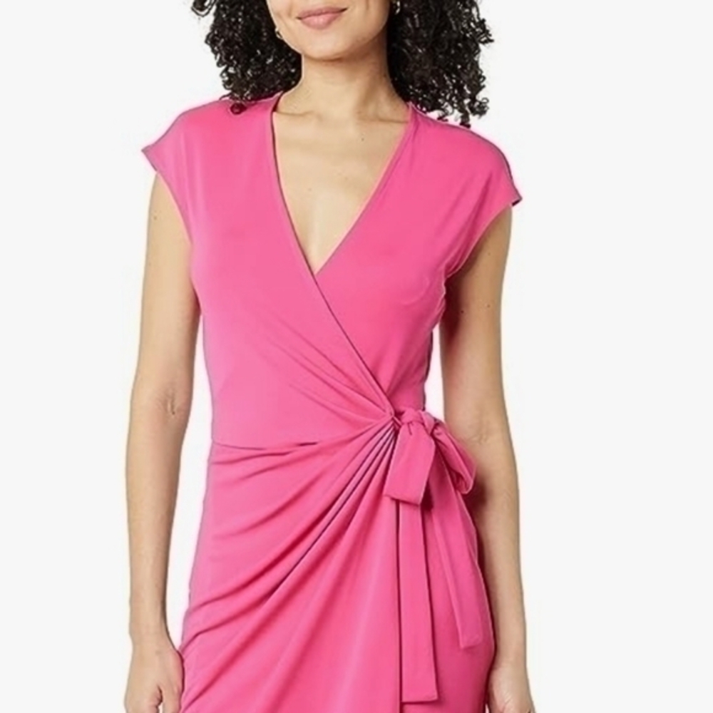 [Amazon Essentials] Pink V-neck Short Sleeve Wrap Dress - Size 1X